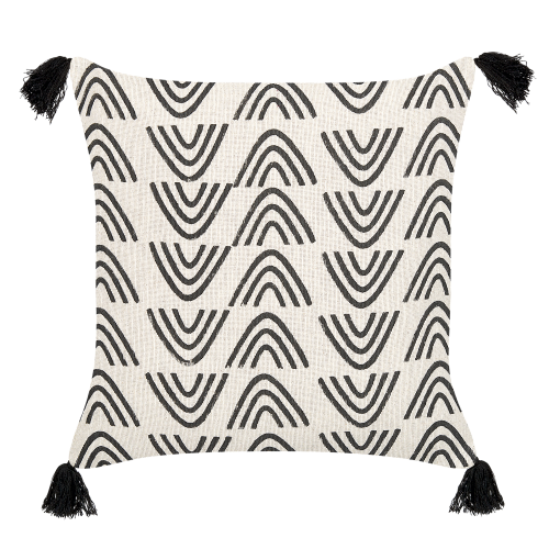 Beliani Throw Cushion MAYS 45 x 45 cm Cotton White Geometric Pattern