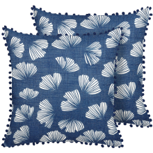 Set of 2 Decorative Cushions DANDELION 45 x 45 cm Dark Blue Plant Pattern