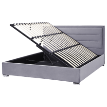 Ottoman Bed ROUEN Velvet Dark Grey 180 x 200 cm (EU Super King)
