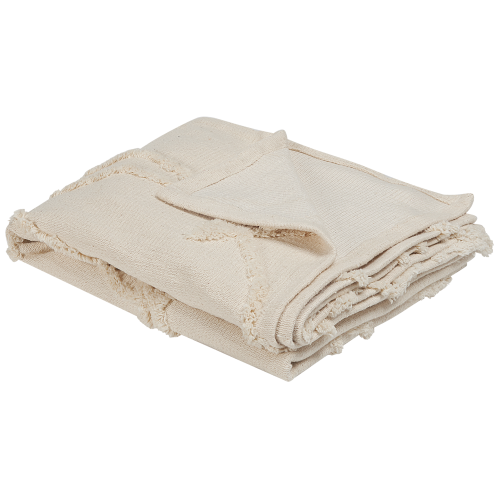 Beliani Blanket ACACIA Cotton 130 x 160 cm Beige