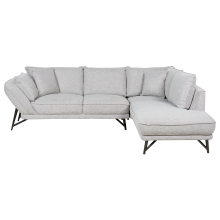Corner Sofa 3 Seater ELGA Linen Light Grey Left Hand