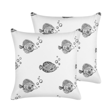Set of 2 Decorative Cushions TWEEDIA 45 x 45 cm Cotton White
