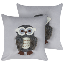 Set of 2 Decorative Cushions OPHRYS 45 x 45 cm Velvet Grey