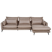 Corner Sofa 3 Seater GALLO Faux Suede Light Brown Left Hand
