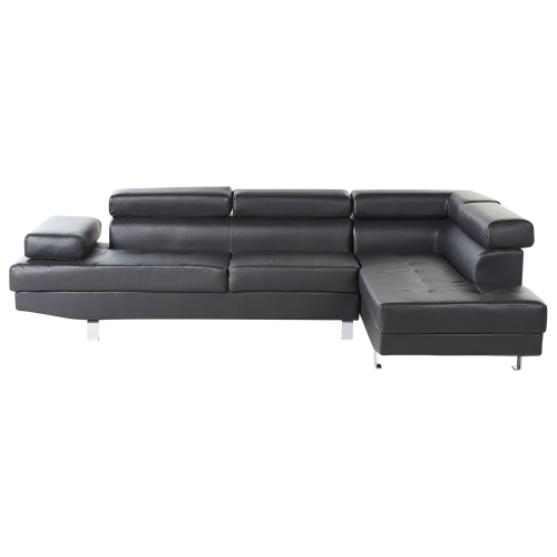 Beliani Corner Sofa 5 Seater NORREA Faux Leather Black Left Hand