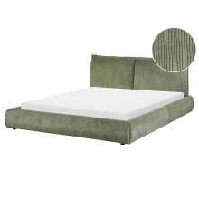 Bed Corduroy VINAY 160 x 200 cm (EU King Size) Olive Green