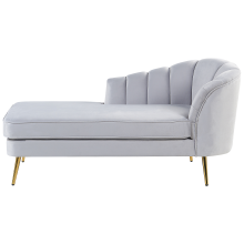 Right-Hand Chaise Longue ALLIER Velvet Light Grey