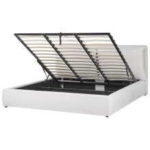 Ottoman Bed BAJONNA Velvet Off-White 180 x 200 cm (EU Super King)