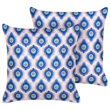 Set of 2 Outdoor Cushions CERIANA Animal Pattern 45 x 45 cm Blue