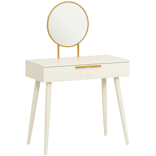 Homcom Tocador con Espejo Blanco 80 x 40 x 123cm