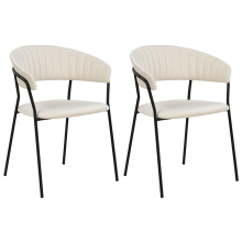 Set of 2 Dining Chairs MARIPOSA Velvet Off-White