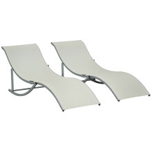 Set 2 Tumbonas Plegable Beige 165 x 61 x 63 cm