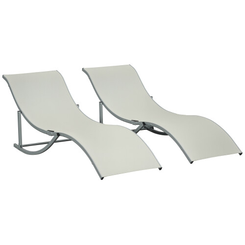Outsunny Set 2 Tumbonas Plegable Beige 165 x 61 x 63 cm