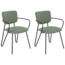 Set of 2 Dining Chairs ELKO Fabric Dark Green