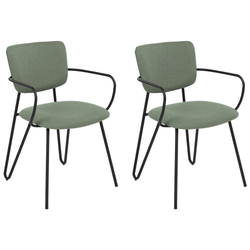 Beliani Set of 2 Dining Chairs ELKO Fabric Dark Green