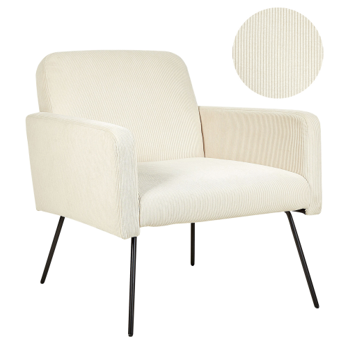 Beliani Armchair NARKEN Corduroy Light Beige