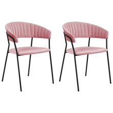 Set of 2 Dining Chairs MARIPOSA Velvet Pink