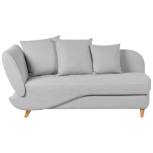 Left-Hand Chaise Longue MERI with Storage Faux Linen Light Grey