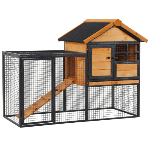 PawHut Conejera de Exterior Multicolor 122 x 63 x 92cm