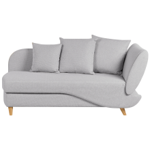 Right-Hand Chaise Longue MERI with Storage Faux Linen Light Grey