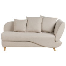 Right-Hand Chaise Longue MERI with Storage Faux Linen Light Beige