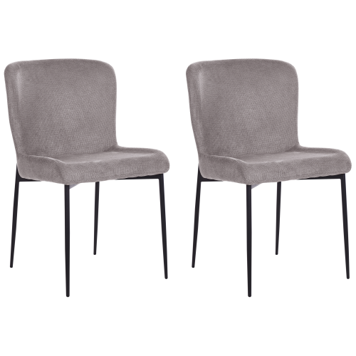 Beliani Set of 2 Dining Chairs ADA Fabric Dark Grey