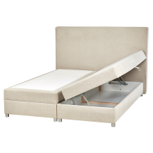 Divan Bed with Storage MINISTER Fabric Light Beige 160 x 200 cm (EU King Size)