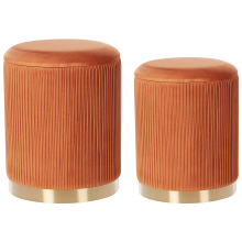 Set of 2 Storage Pouffes MIRAMAR Velvet Orange