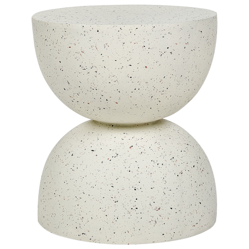 Beliani Side Table CAORIA 40 cm 40 cm Terrazzo Effect Off-White