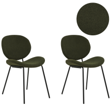 Set of 2 Dining Chairs LUANA Boucle Dark Green