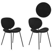 Set of 2 Dining Chairs LUANA Boucle Black