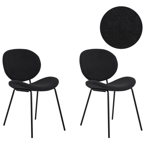 Beliani Set of 2 Dining Chairs LUANA Boucle Black