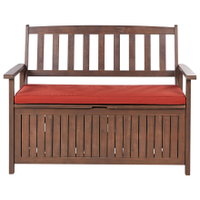Garden Bench with Cushion SOVANA 120 cm with Storage Acacia Wood Red