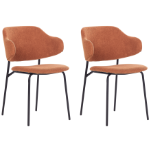 Set of 2 Dining Chairs KENAI Fabric Orange
