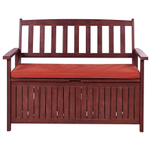 Garden Bench with Cushion SOVANA 120 cm with Storage Acacia Wood Red