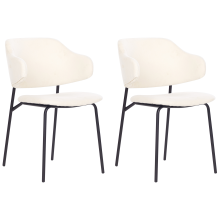 Set of 2 Dining Chairs KENAI Fabric Light Beige
