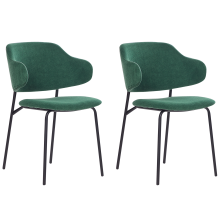 Set of 2 Dining Chairs KENAI Fabric Dark Green