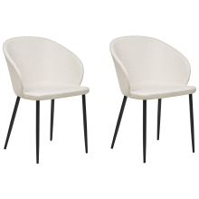 Set of 2 Dining Chairs MASON Fabric Light Beige