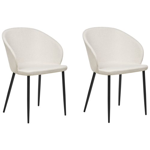 Beliani Set of 2 Dining Chairs MASON Fabric Light Beige