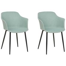 Set of 2 Dining Chairs ELIM Fabric Mint Green