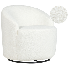 Swivel Armchair DAVIK Boucle Off-White