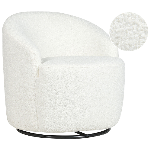 Beliani Swivel Armchair DAVIK Boucle Off-White