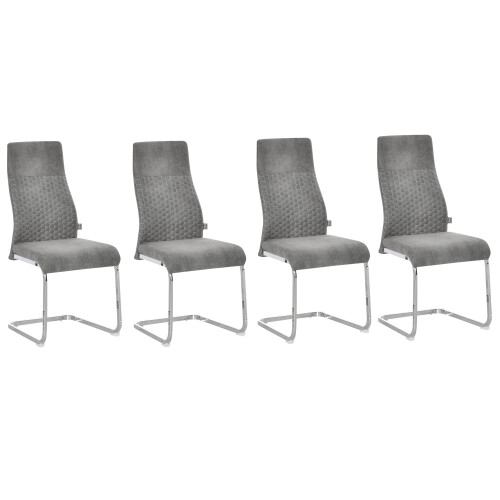 Homcom Set 4 Sillas Comedor Gris 45 x 61 x 98 cm