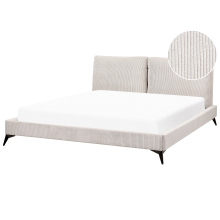 Bed Corduroy MELLE 180 x 200 cm (EU Super King) Light Beige