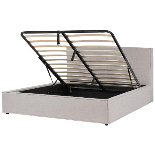 Beliani Ottoman Bed MOISSAC Fabric Light Grey 180 x 200 cm (EU Super King)