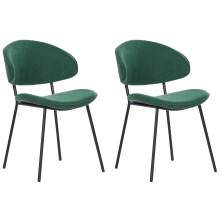 Set of 2 Dining Chairs KIANA Fabric Dark Green