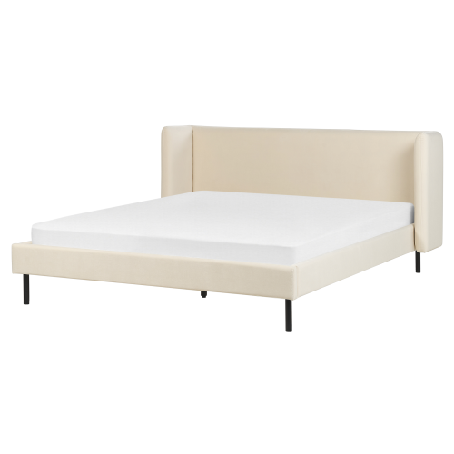 Beliani Bed Velvet ARETTE 160 x 200 cm (EU King Size) Light Beige