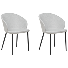 Set of 2 Dining Chairs MASON Fabric Light Grey
