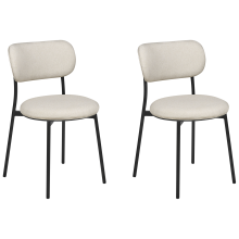 Set of 2 Dining Chairs CASEY Fabric Light Beige