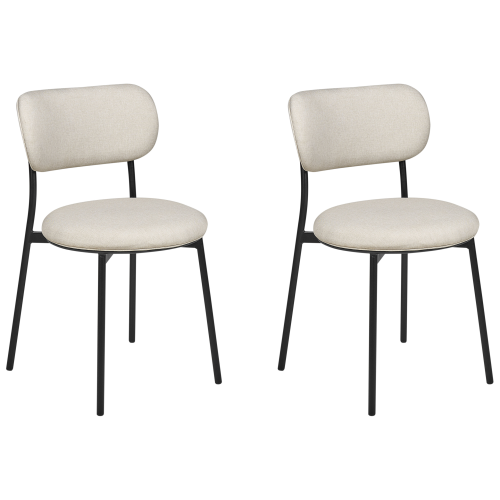 Beliani Set of 2 Dining Chairs CASEY Fabric Light Beige